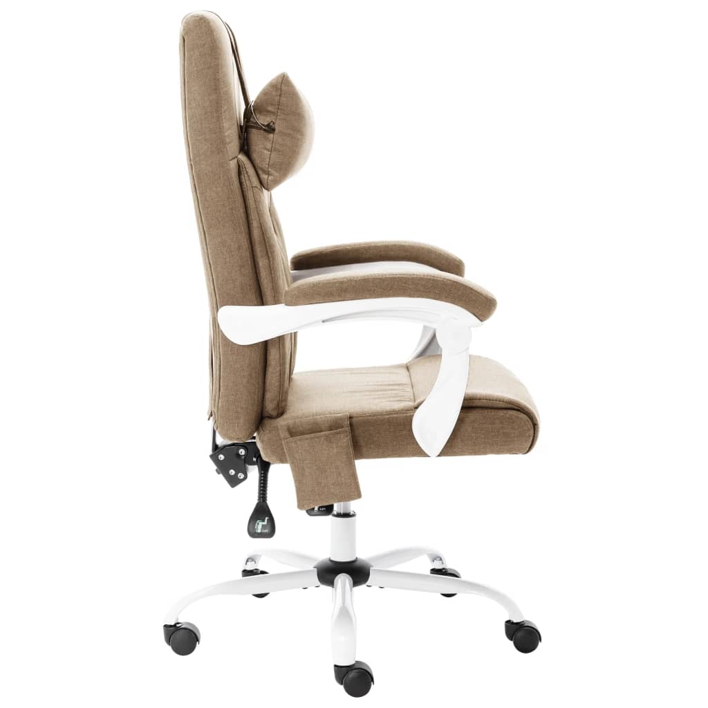 vidaXL Chaise de bureau de massage Taupe Tissu