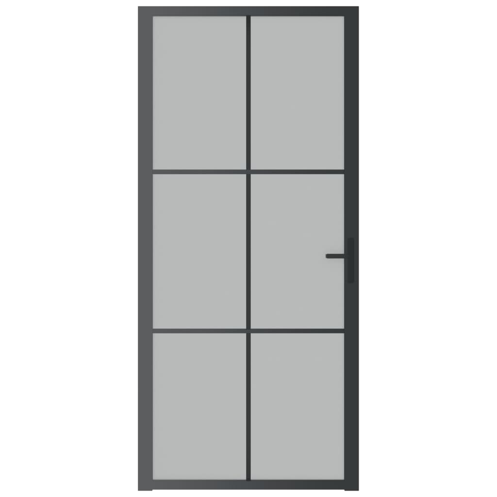 vidaXL Porte intérieure 93x201,5 cm Noir Verre mat et aluminium