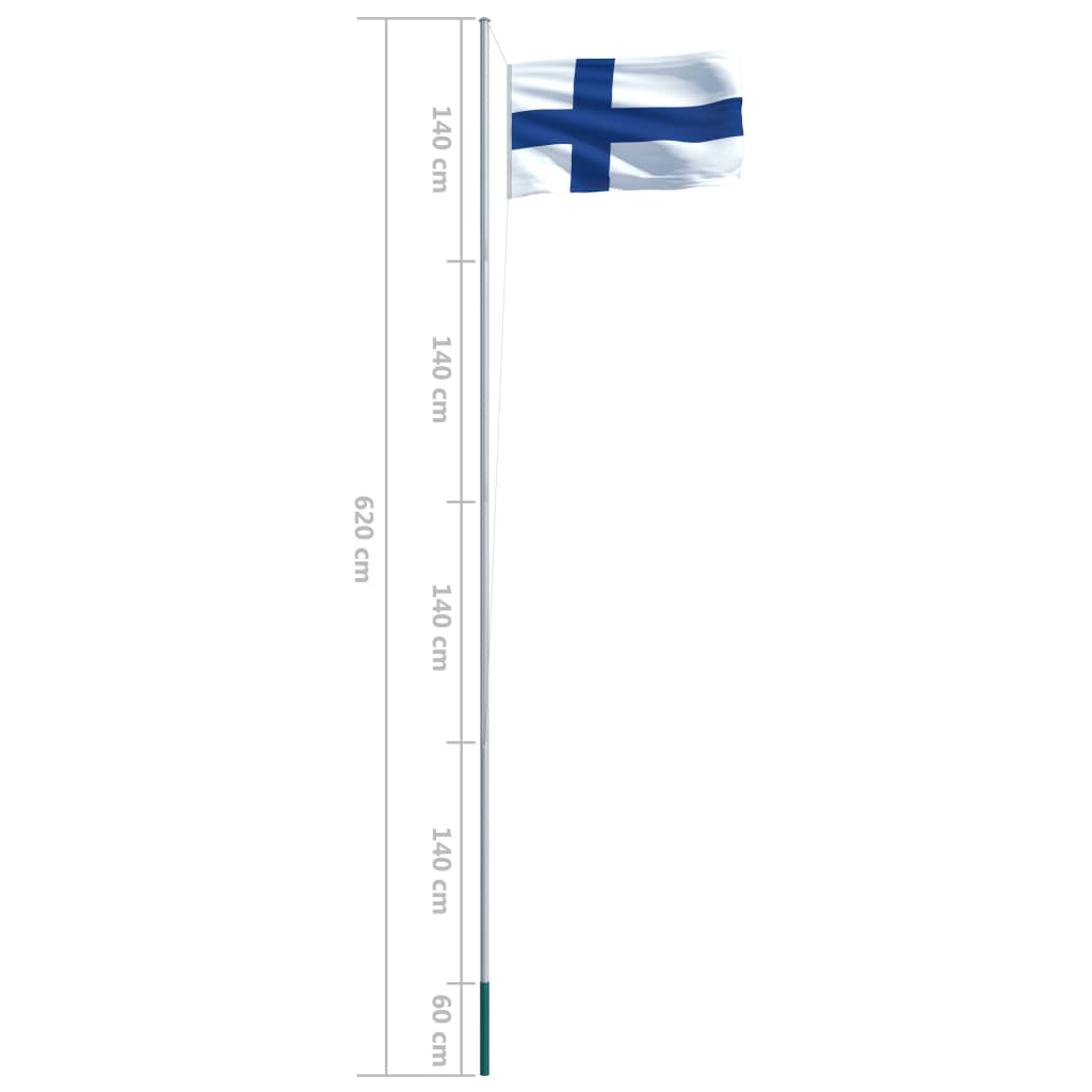 vidaXL Drapeau Finlande et mât en aluminium 6,2 m