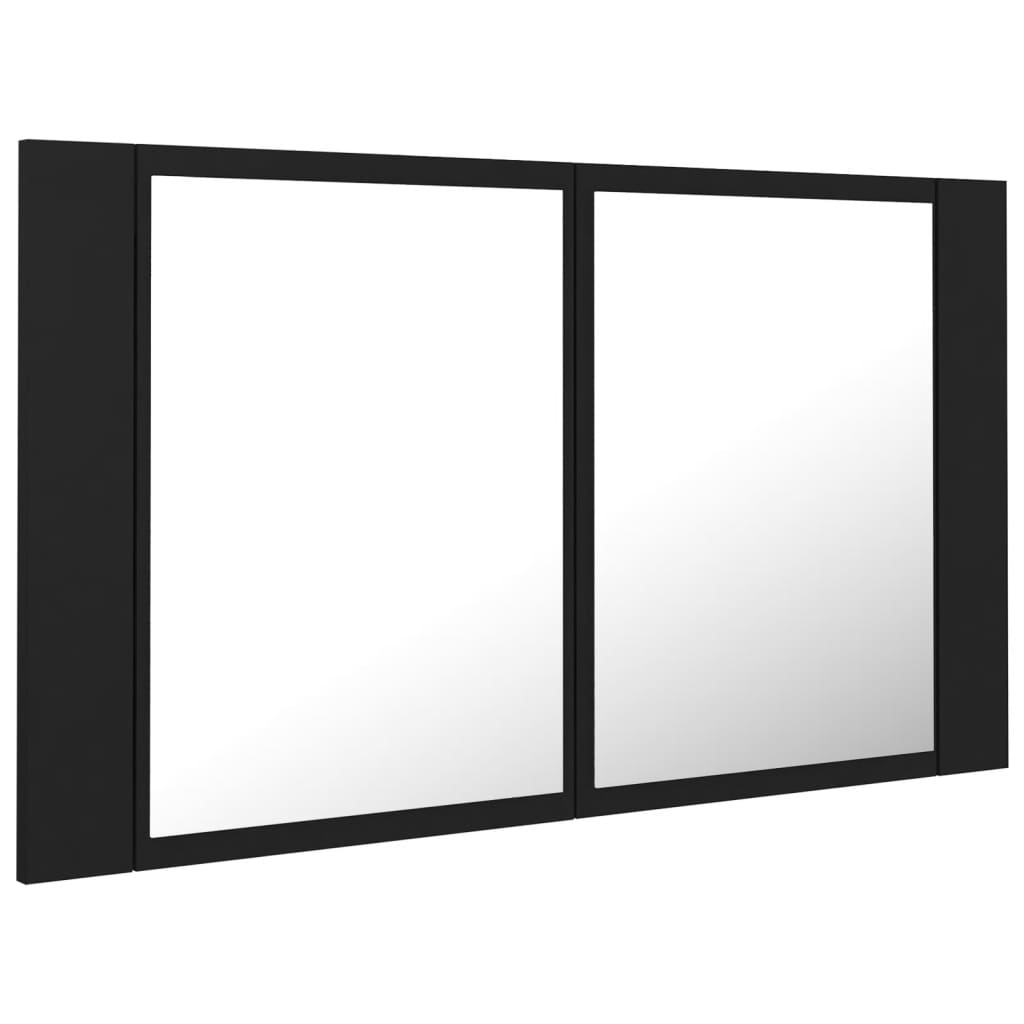 vidaXL Armoire de salle de bain à miroir à LED Noir 80x12x45 cm