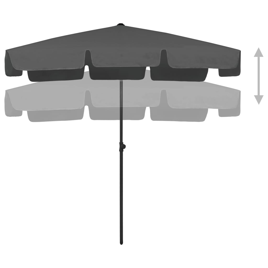 vidaXL Parasol de plage Anthracite 200x125 cm