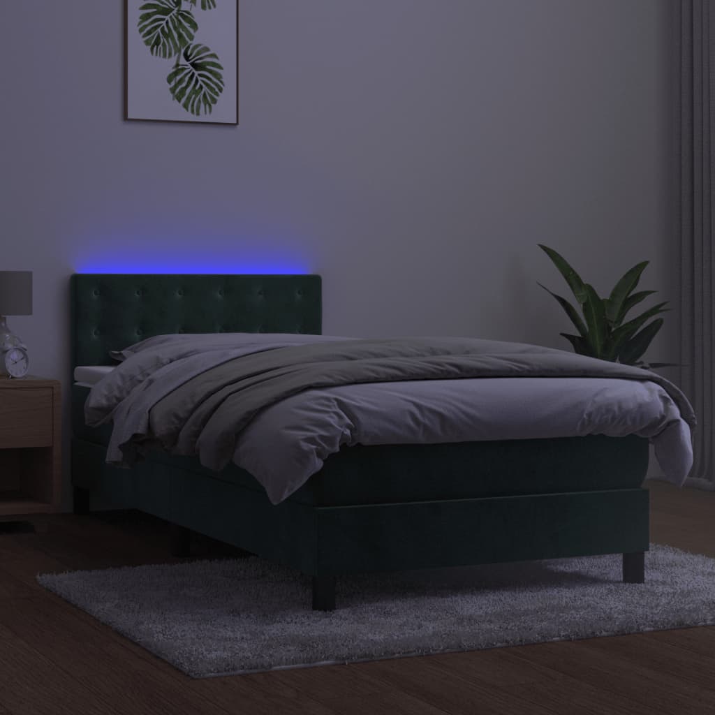 vidaXL Sommier à lattes de lit avec matelas LED Vert foncé 100x200 cm