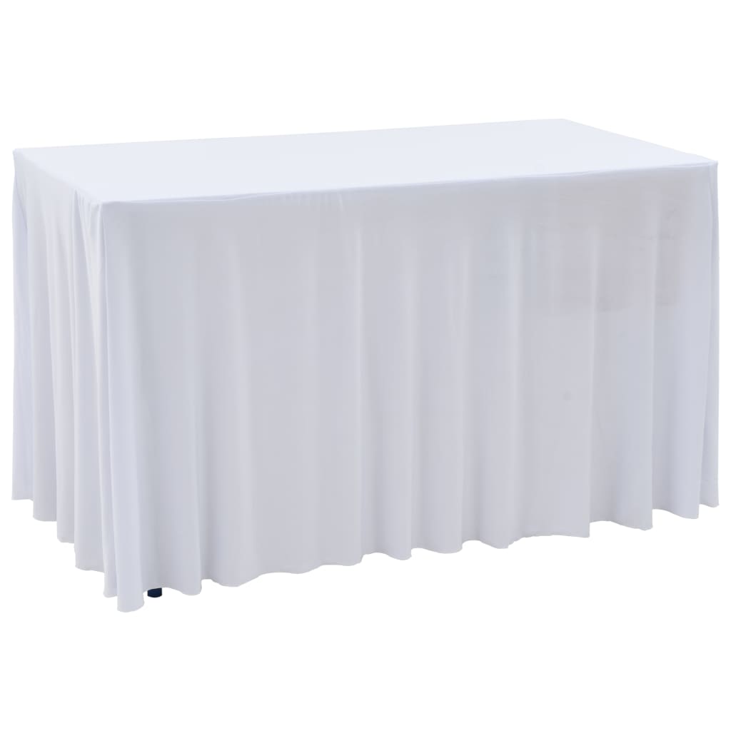 vidaXL Nappes élastiques de table avec jupon 2 pcs 243x76x74cm Blanc
