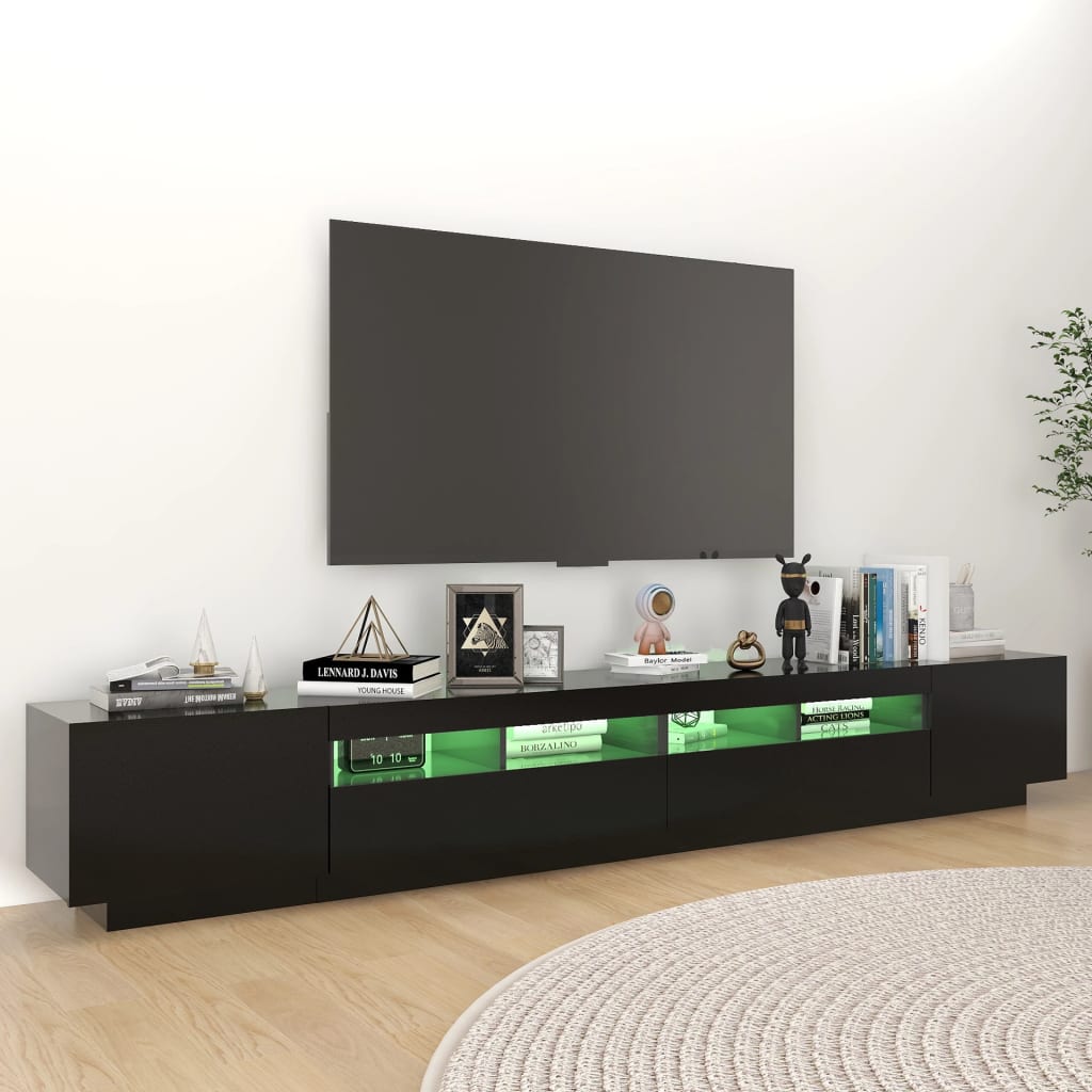 vidaXL Meuble TV avec lumières LED Noir 260x35x40 cm