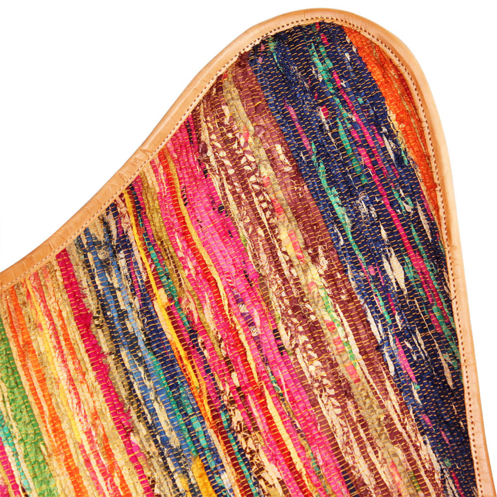 vidaXL Chaise papillon Multicolore Tissu chindi