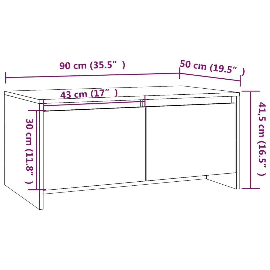 vidaXL Table basse Chêne Sonoma 90x50x41,5 cm Aggloméré