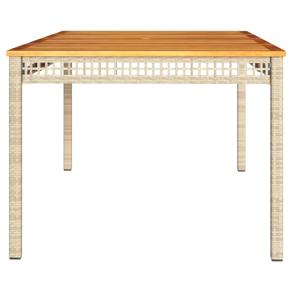vidaXL Table de jardin beige 180x90x75 cm résine tressée et acacia