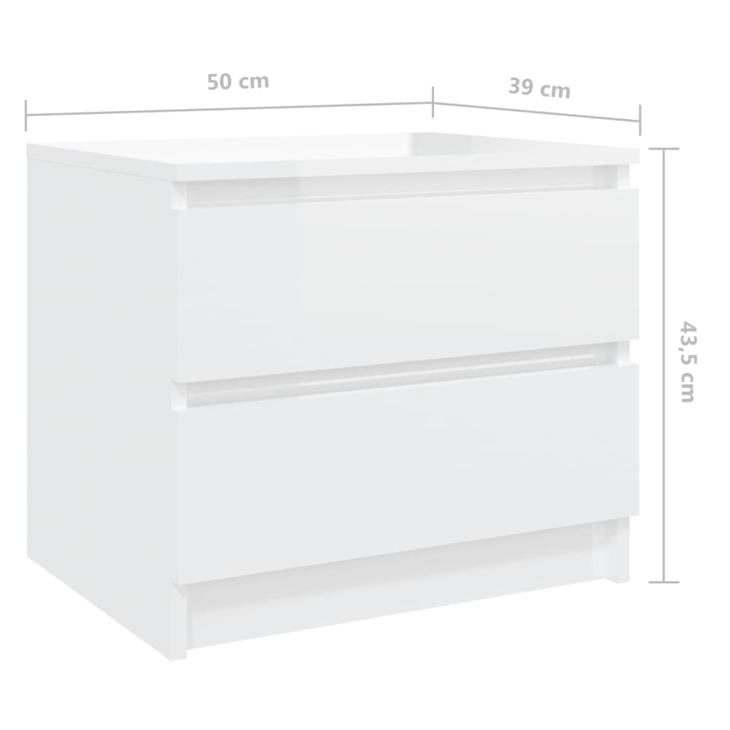 vidaXL Table de chevet Blanc brillant 50x39x43,5 cm Aggloméré