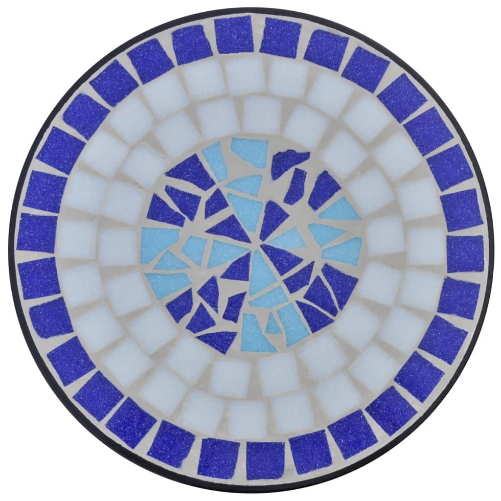 vidaXL Table d'appoint Mosaïque Bleu et blanc