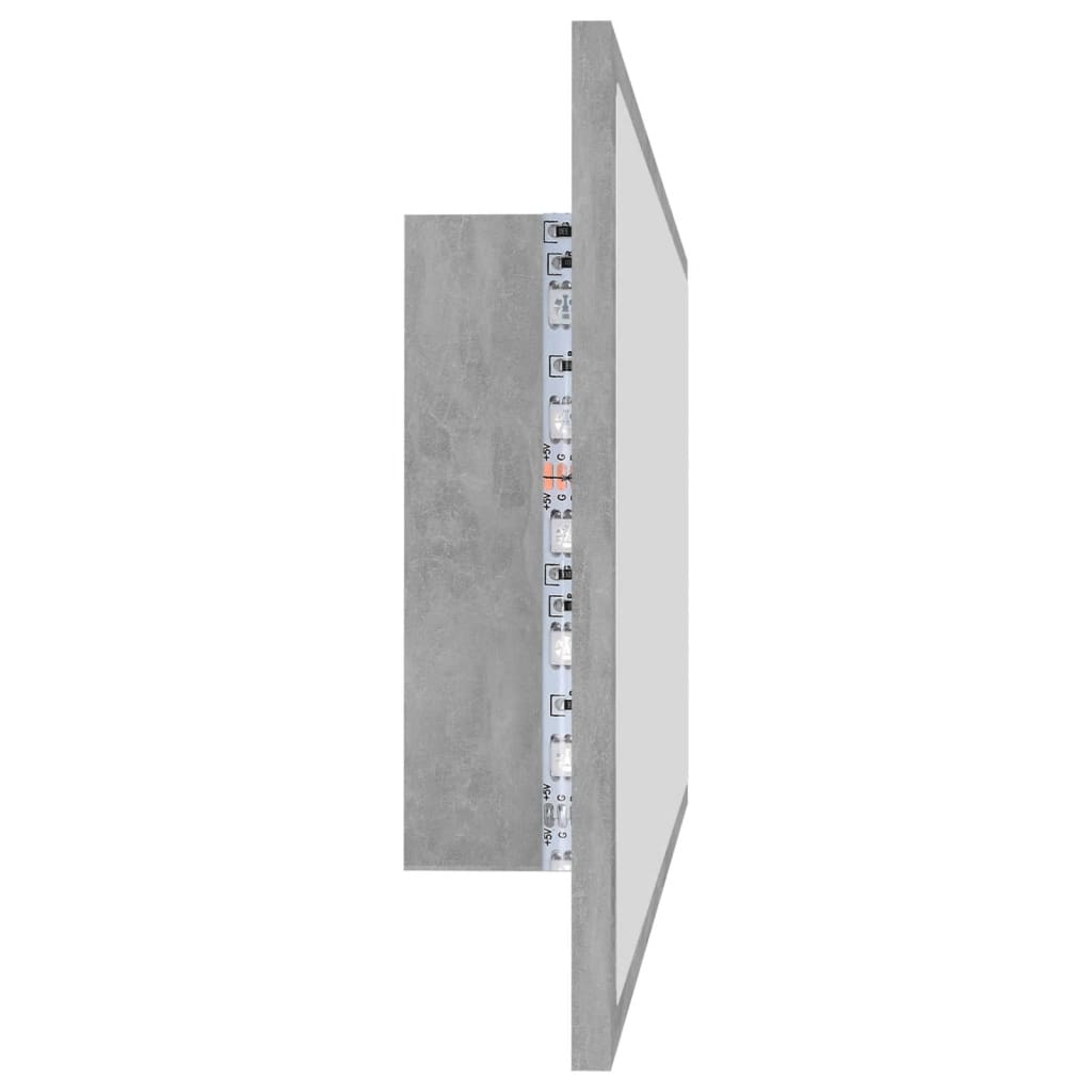 vidaXL Miroir à LED de salle de bain Gris béton 100x8,5x37cm Acrylique