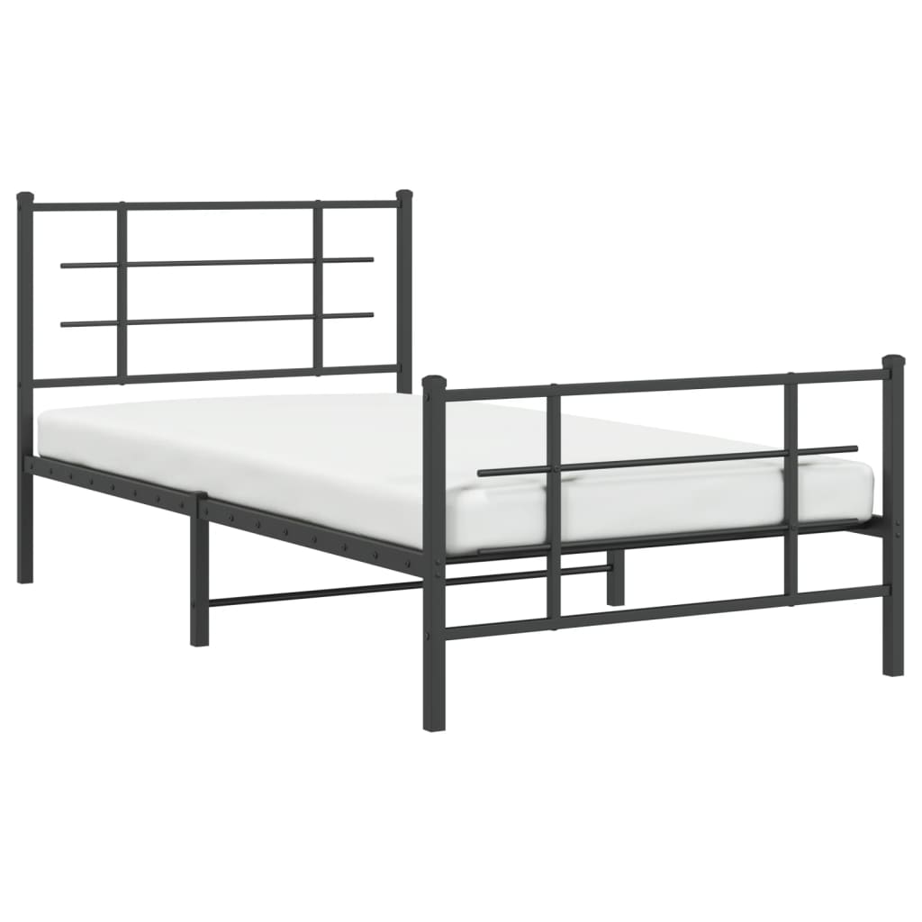 vidaXL Cadre de lit métal avec tête de lit/pied de lit noir 100x200 cm