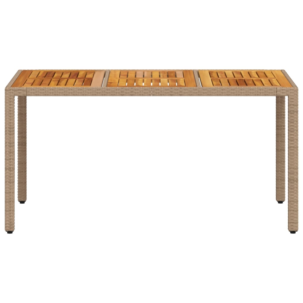 vidaXL Table de jardin beige 150x90x75 cm résine tressée bois d'acacia