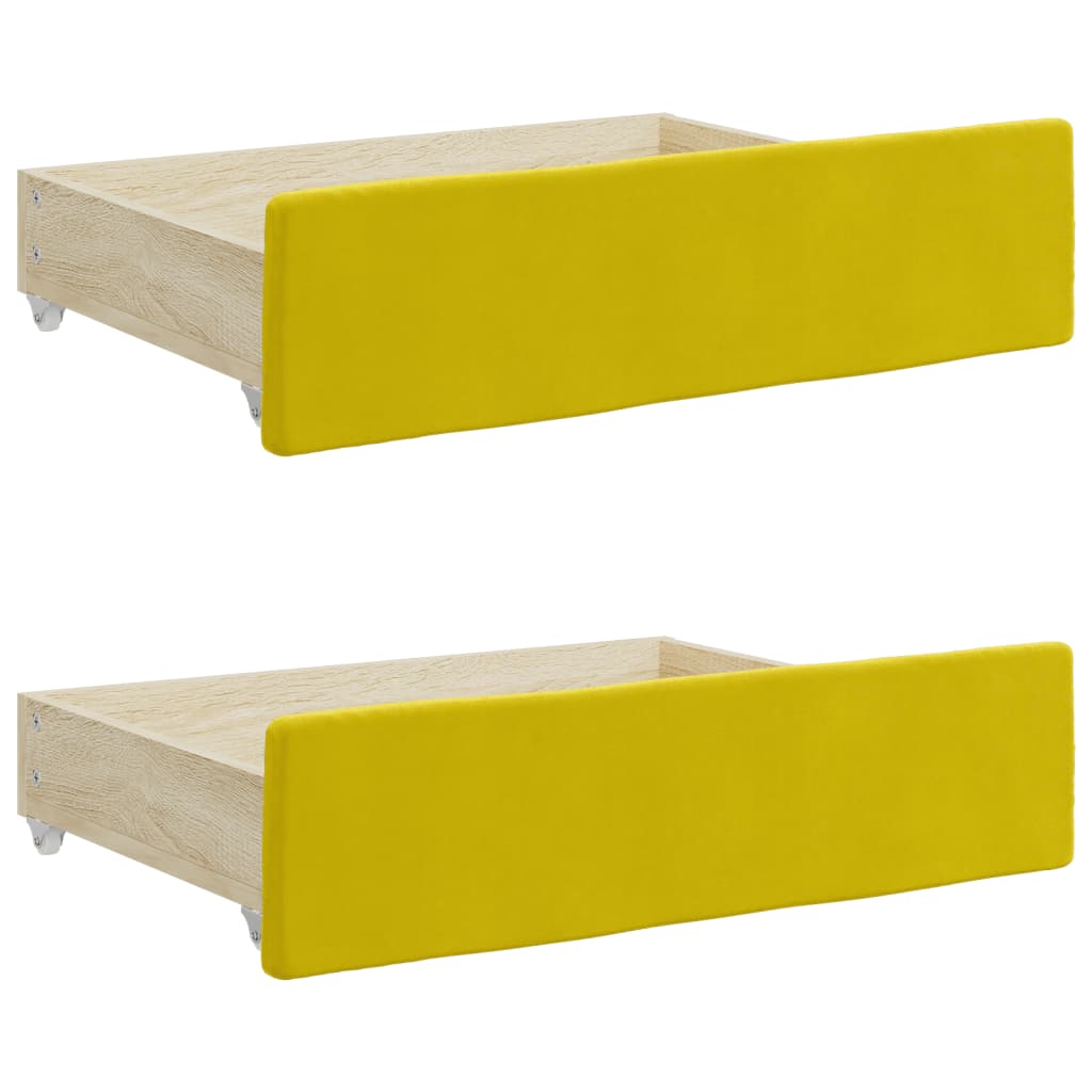 vidaXL Tiroirs de lit 2 pcs jaune bois d'ingénierie et velours