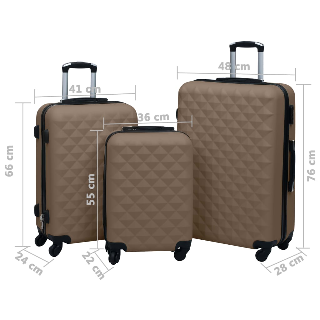 vidaXL Ensemble de valises rigides 3 pcs Marron ABS