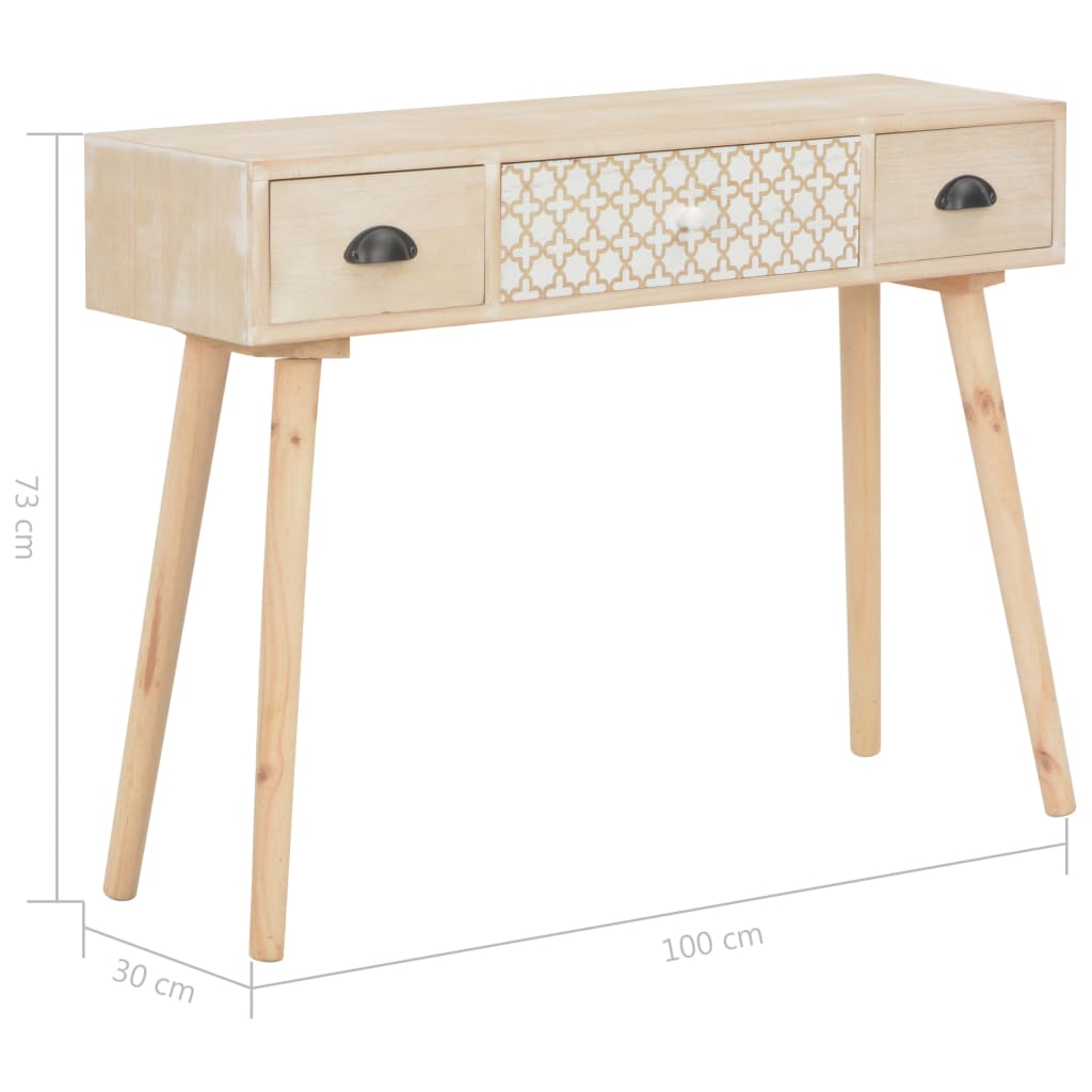 vidaXL Table console avec 3 tiroirs 100x30x73 cm Bois de pin massif