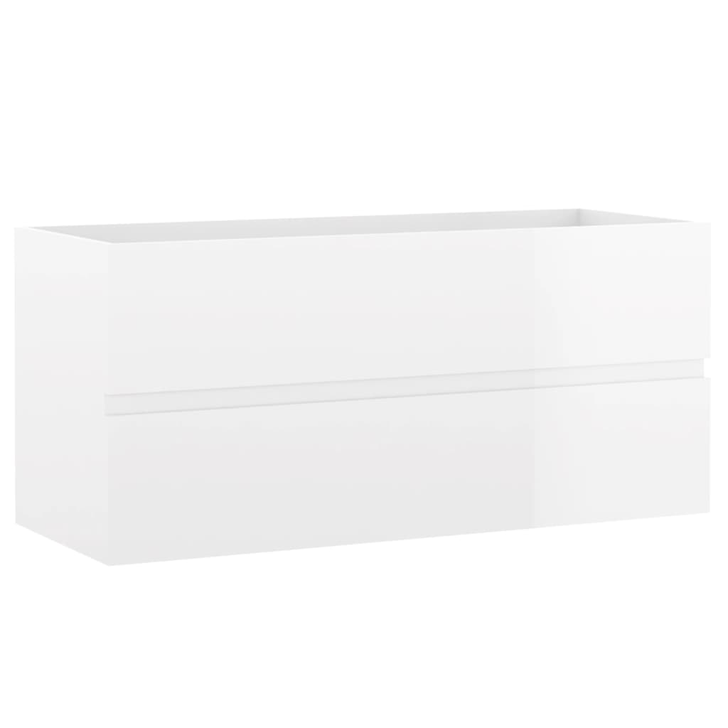 vidaXL Armoire d'évier lavabo intégré blanc brillant bois d'ingénierie