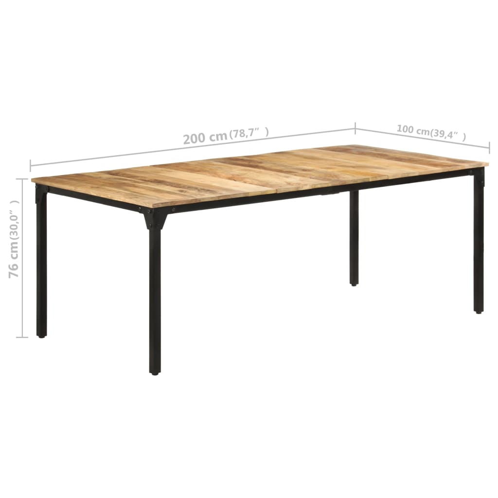 vidaXL Table de salle à manger 200x100x76 cm Bois de manguier solide