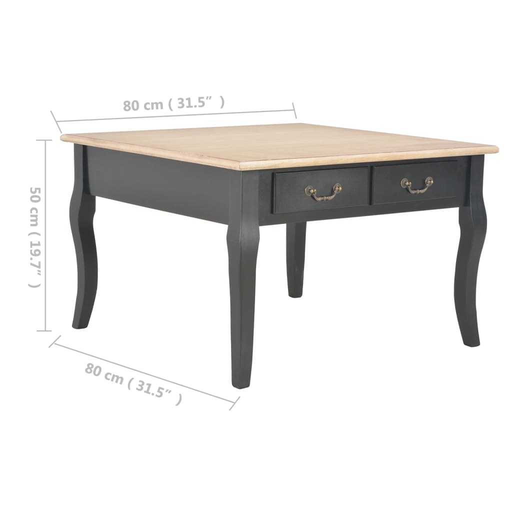 vidaXL Table basse Noir 80 x 80 x 50 cm Bois