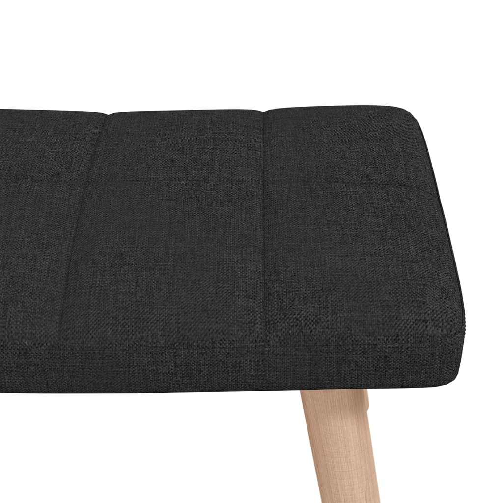 vidaXL Chaise à bascule avec tabouret Noir Tissu