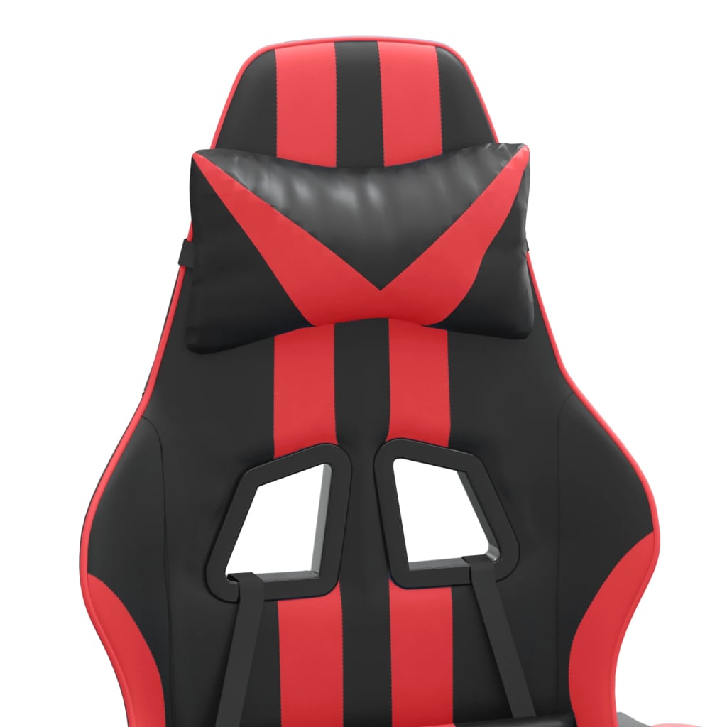 vidaXL Chaise de jeu pivotante et repose-pied Noir et rouge Similicuir