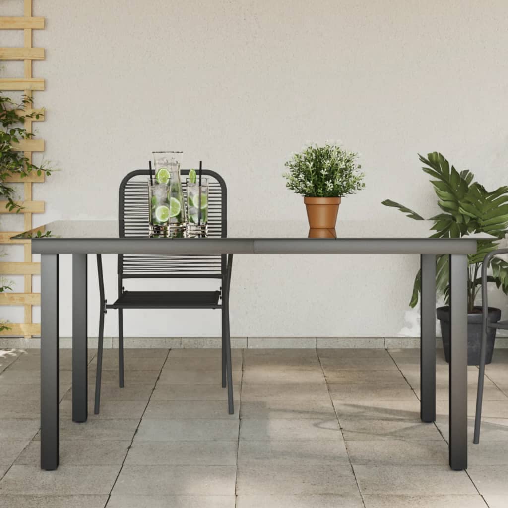 vidaXL Table de jardin Noir 150 x 90 x 74 cm Aluminium et verre