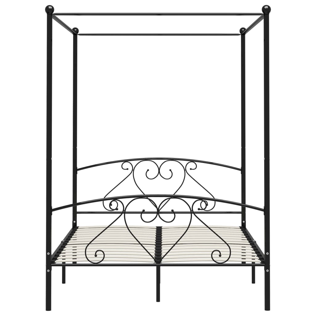 vidaXL Cadre de lit à baldaquin Noir Métal 160 x 200 cm