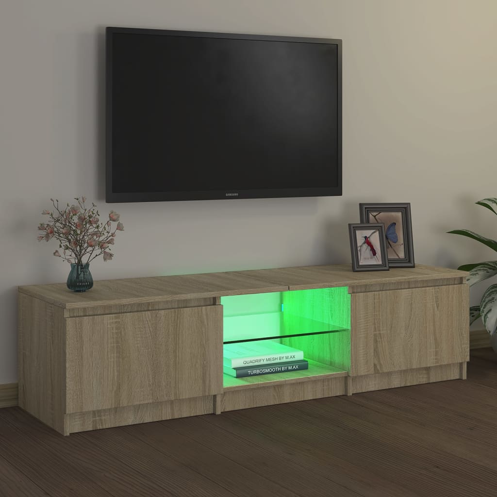 vidaXL Meuble TV avec lumières LED chêne sonoma 140x40x35,5 cm