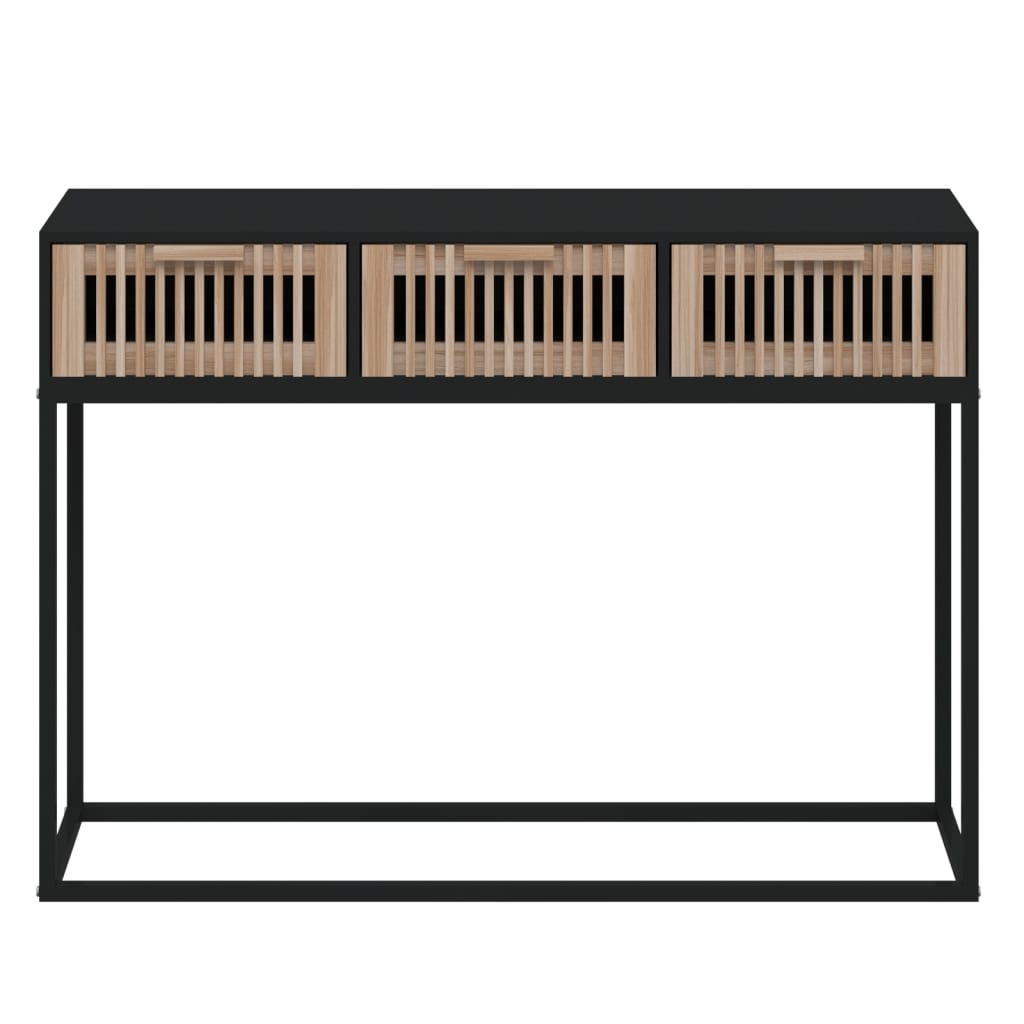 vidaXL Table console noir 105x30x75 cm bois d'ingénierie et fer