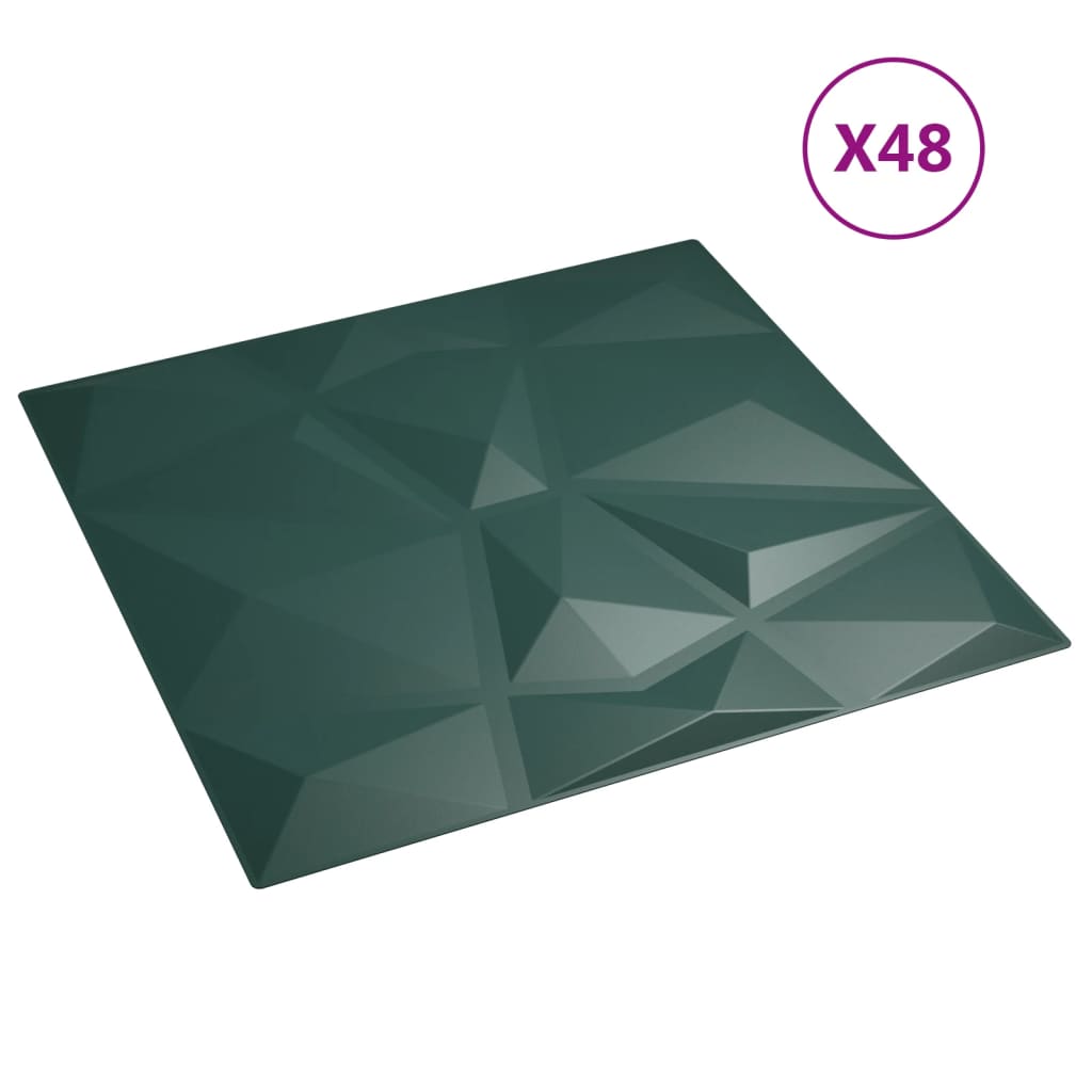 vidaXL Panneaux muraux 48 pcs vert 50x50 cm XPS 12 m² losange