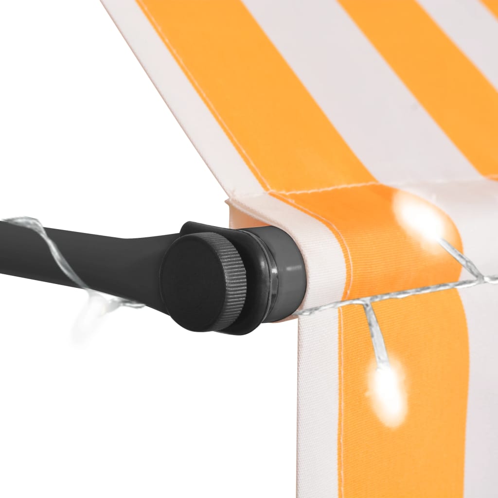 vidaXL Auvent manuel rétractable avec LED 250 cm Blanc et orange