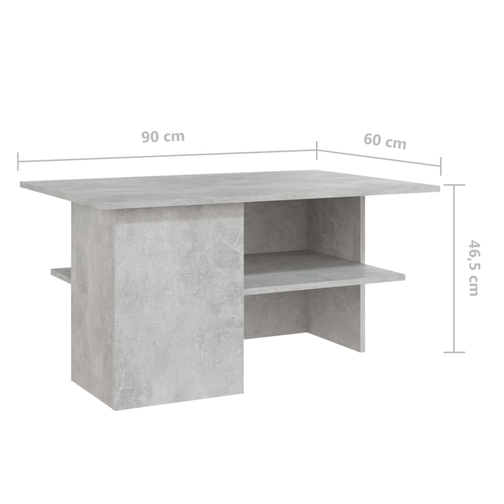 vidaXL Table basse Gris béton 90x60x46,5 cm Aggloméré