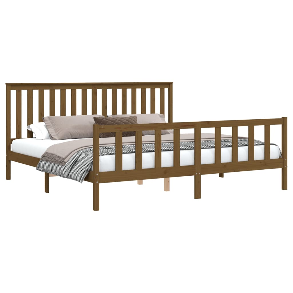 vidaXL Cadre de lit avec tête de lit marron miel bois de pin massif