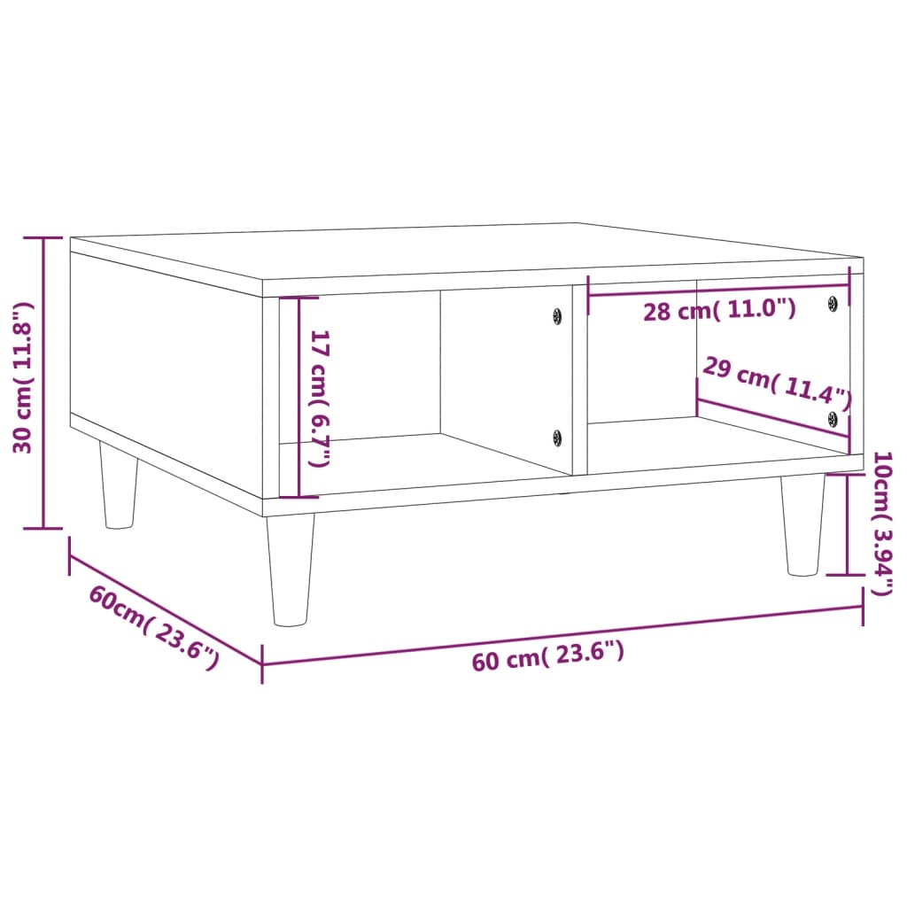 vidaXL Table basse Chêne marron 60x60x30 cm Aggloméré