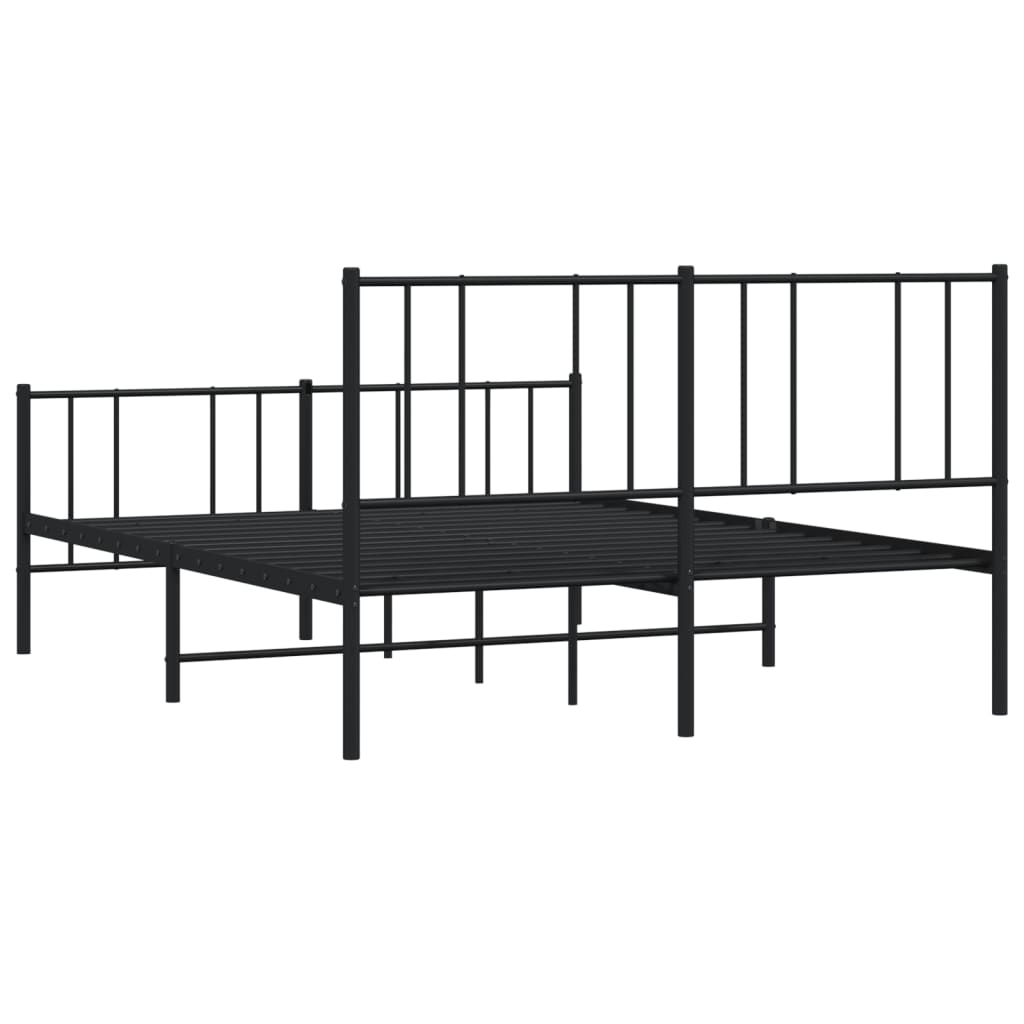vidaXL Cadre de lit métal avec tête de lit/pied de lit noir 140x200 cm
