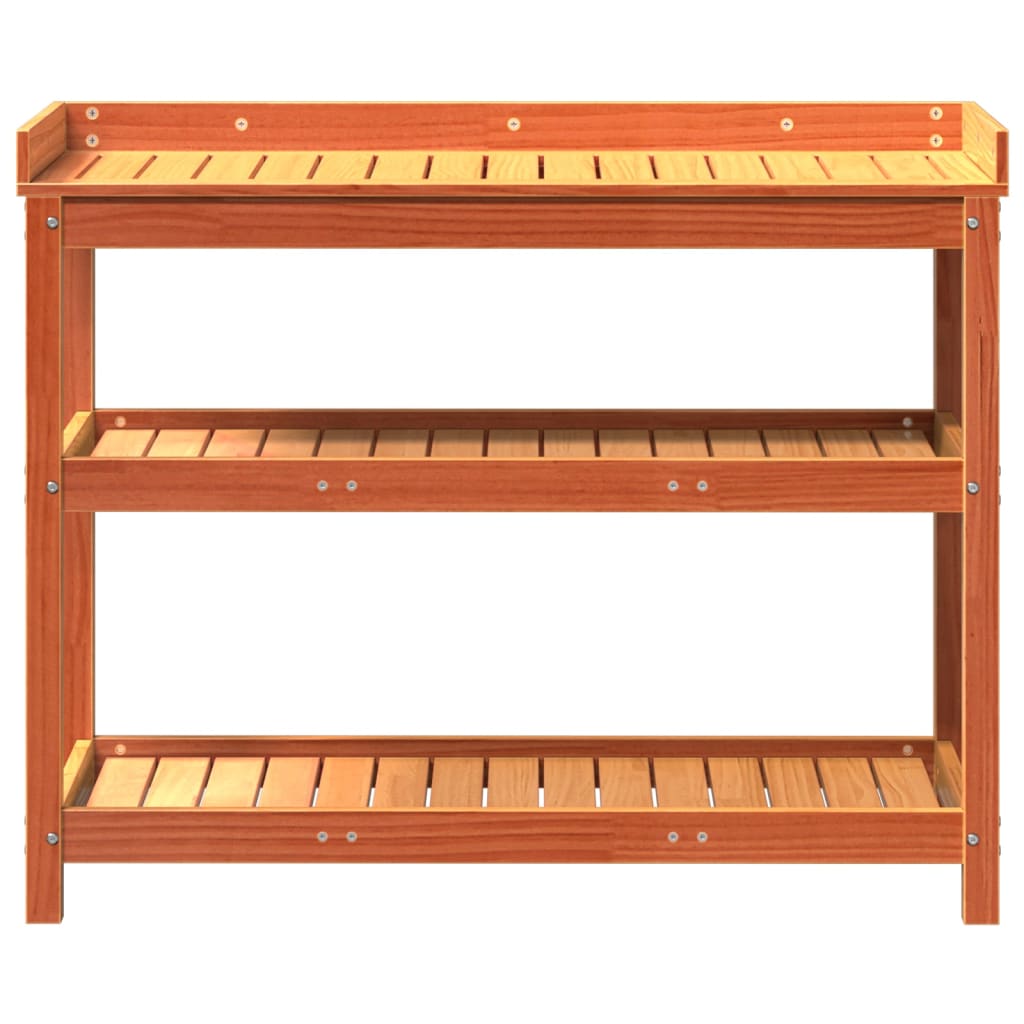 vidaXL Table de rempotage avec étagères marron bois massif de pin