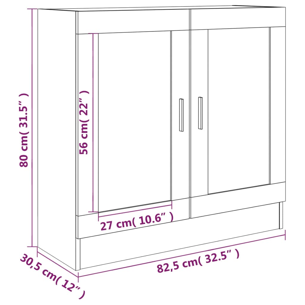 vidaXL Armoire à vitrine Sonoma gris 82,5x30,5x80 cm Bois d'ingénierie