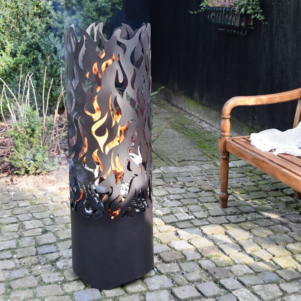 Esschert Design Baril à feu Flames Acier au carbone Noir FF408