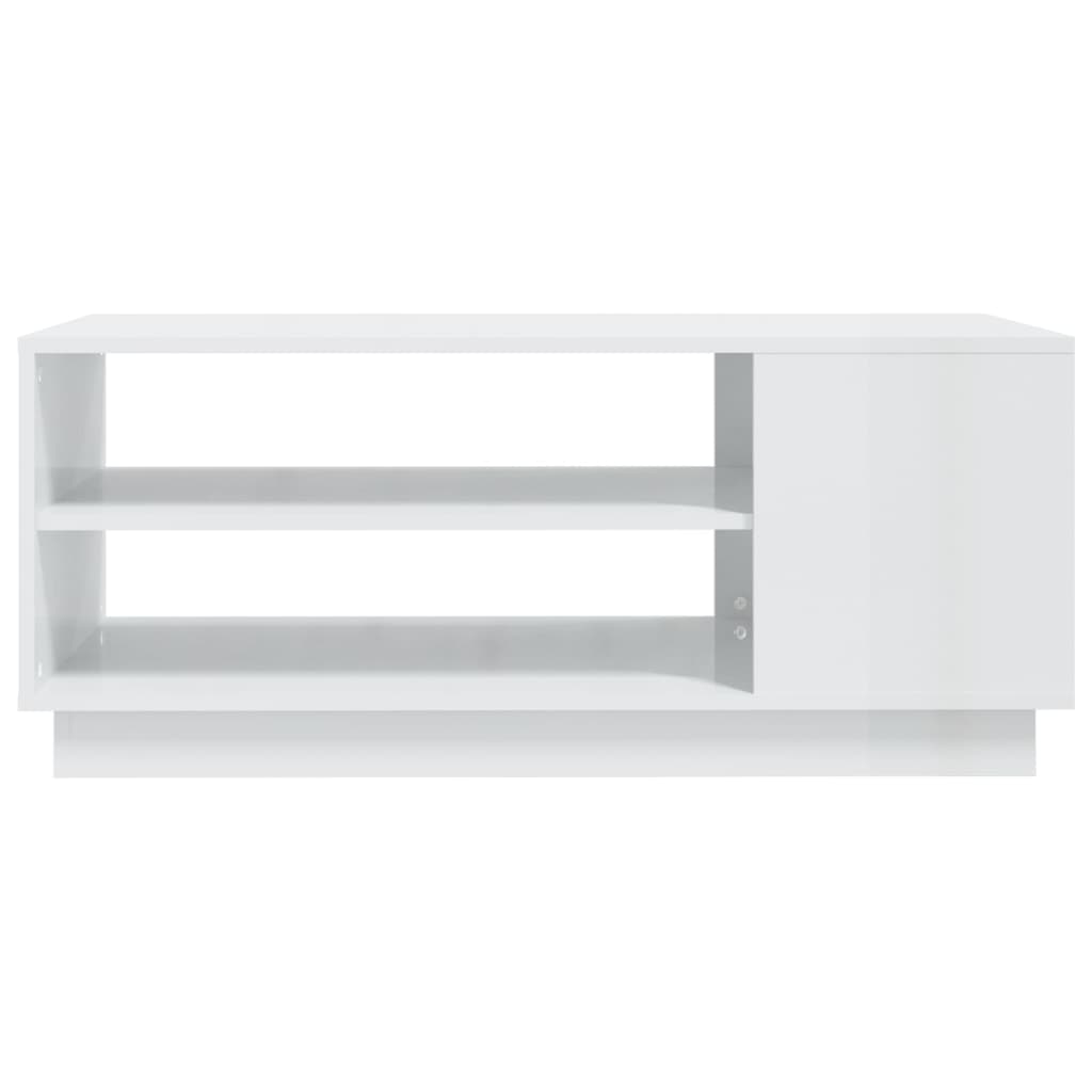 vidaXL Table basse Blanc brillant 102x55x43 cm Aggloméré