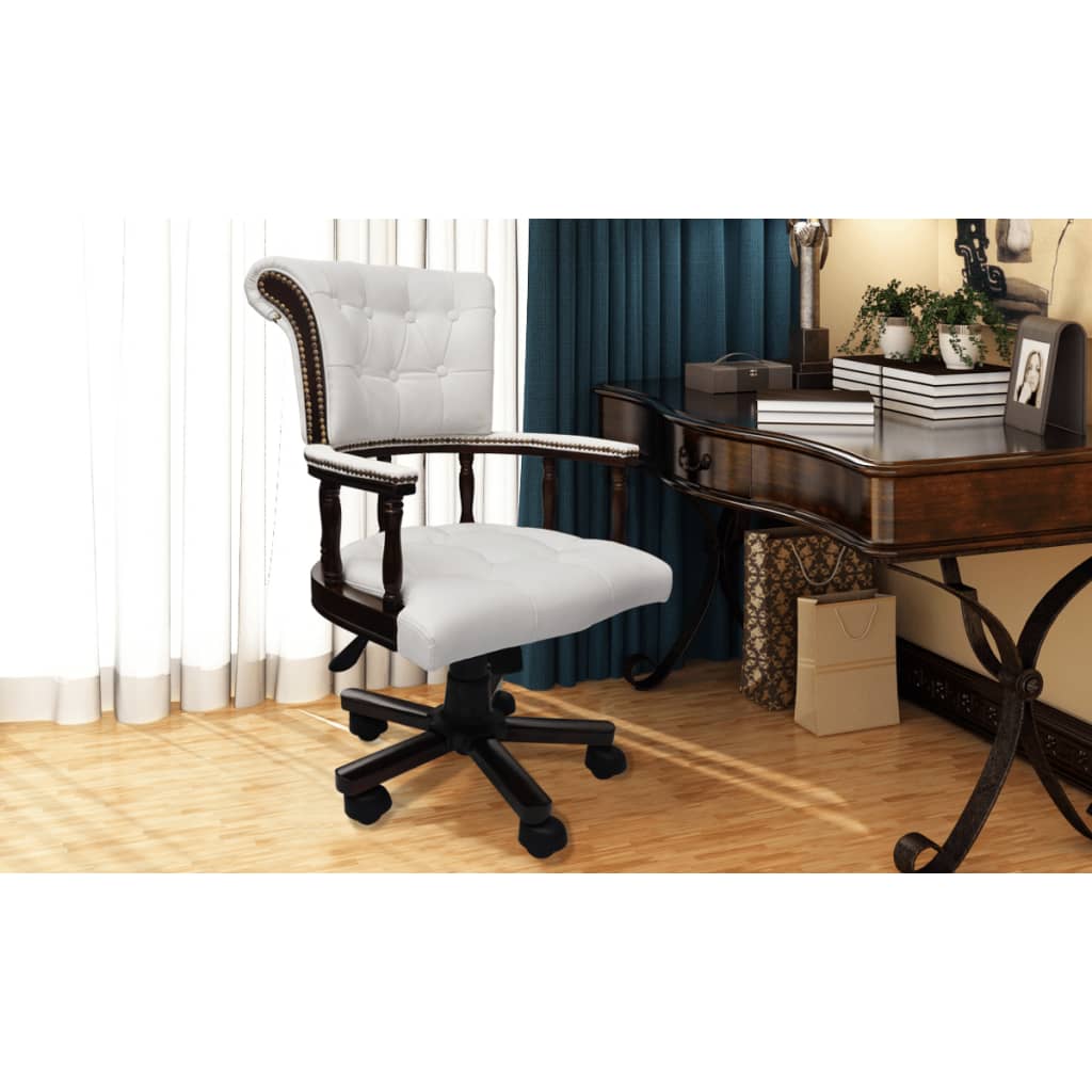 vidaXL Chaise de bureau pivotante Blanc