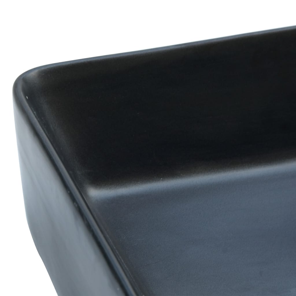 vidaXL Vasque à poser noir rectangulaire 46x35,5x13 cm céramique
