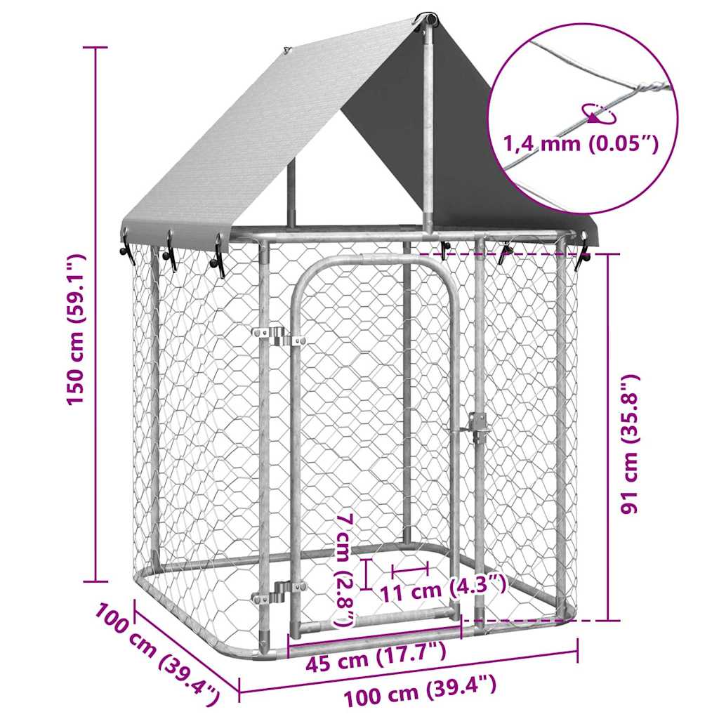 vidaXL Chenil extérieur avec toit 100x100x150 cm