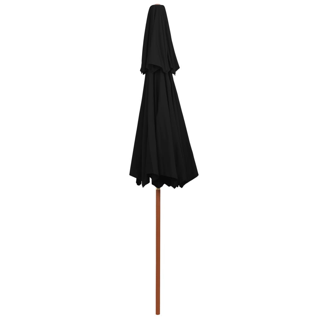 vidaXL Parasol double avec mât en bois Noir 270 cm