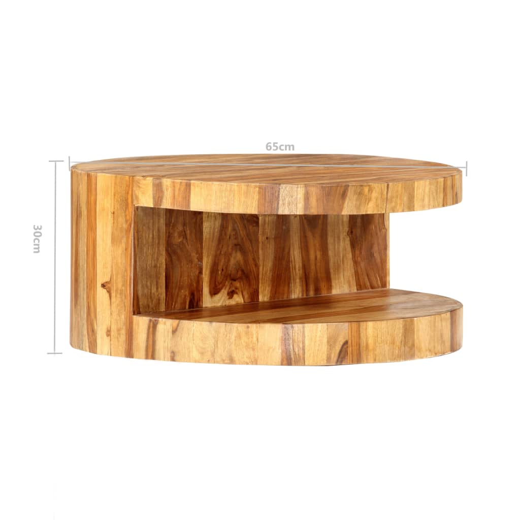 vidaXL Table basse ronde 65x30 cm Bois solide
