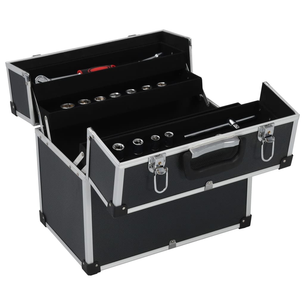 vidaXL Boîte à outils 38x22,5x34 cm Noir Aluminium