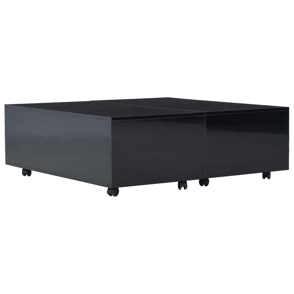vidaXL Table basse Noir brillant 100 x 100 x 35 cm