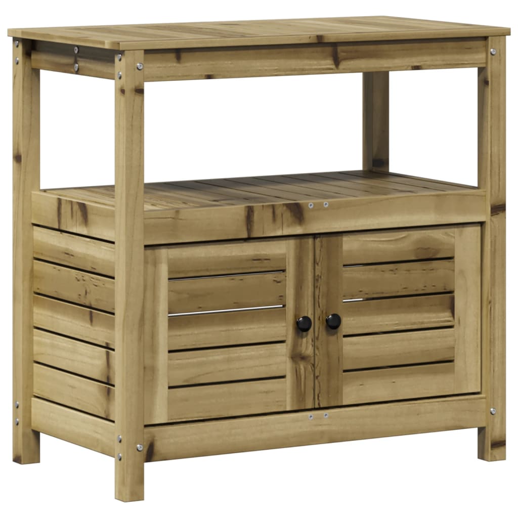 vidaXL Table de rempotage avec étagères bois de pin imprégné