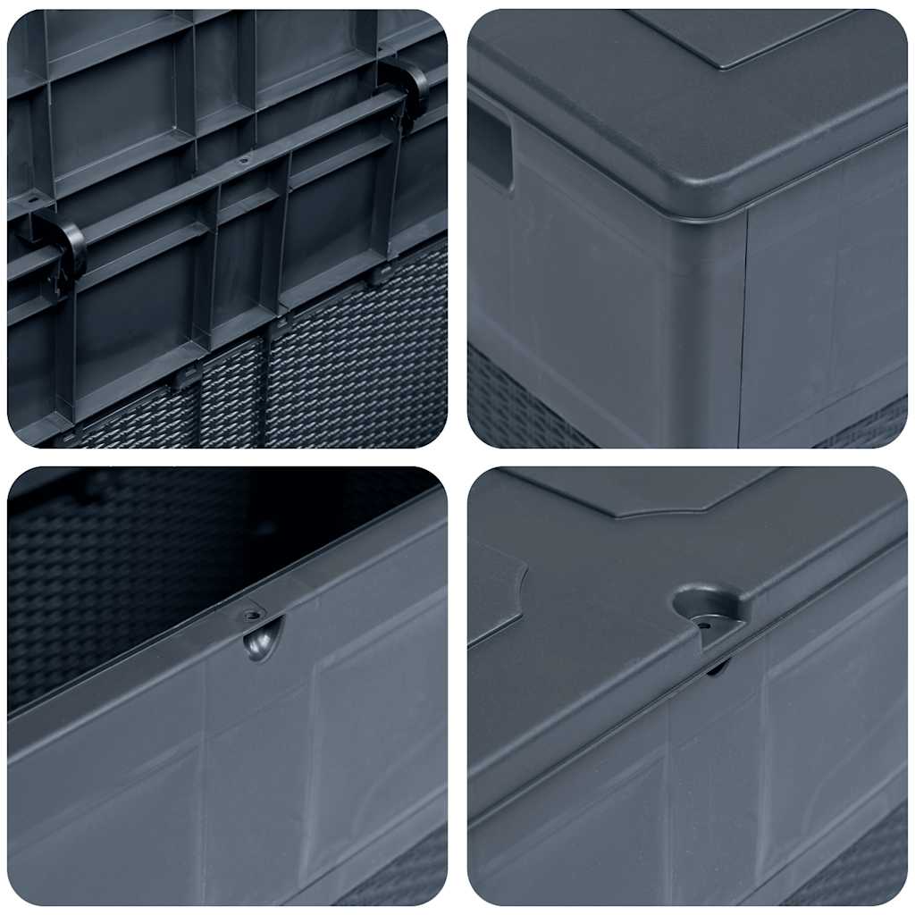 VidaXL Boîte De Rangement De Jardin Anthracite 90L - Coffre De Stockage Extérieur Outils Et Coussins