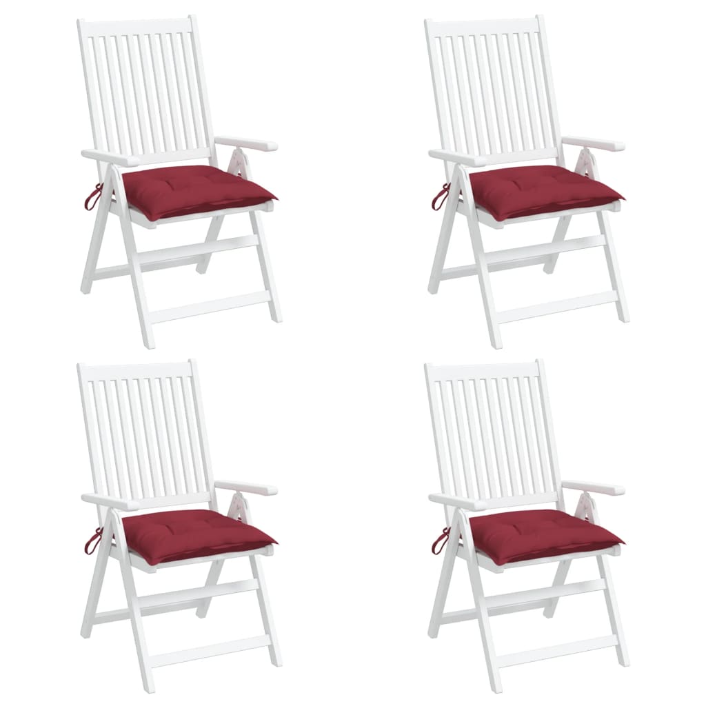 vidaXL Coussins de chaise lot de 4 rouge bordeaux 50x50x7 cm
