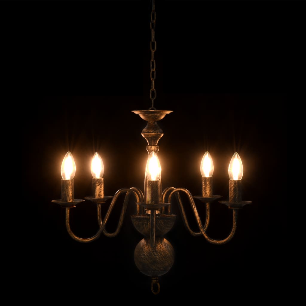vidaXL Lustre Noir antique 5 ampoules E14
