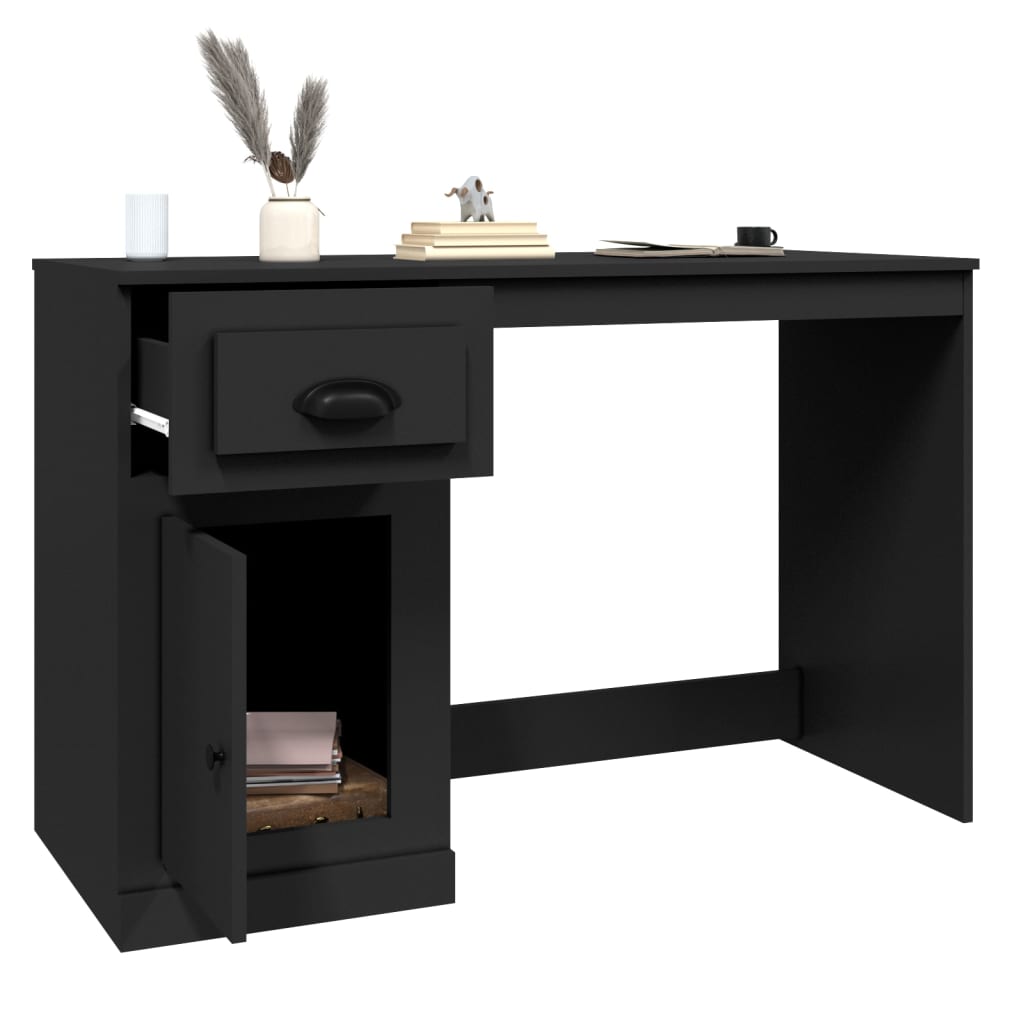 vidaXL Bureau avec tiroir noir 115x50x75 cm bois d'ingénierie